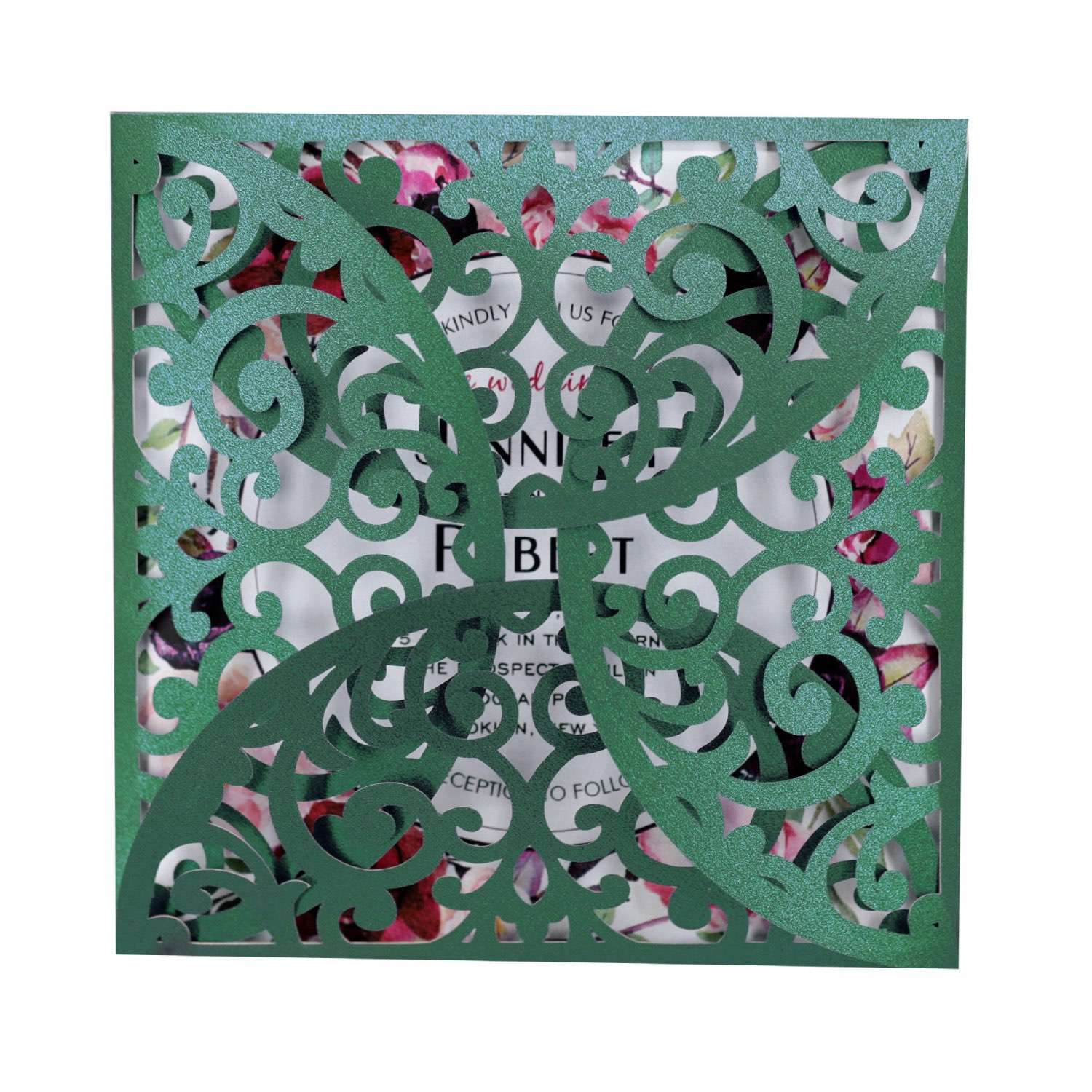 Square Wedding Invitation Beautiful Card Laser Cut Rose Invitation Personalized Custom